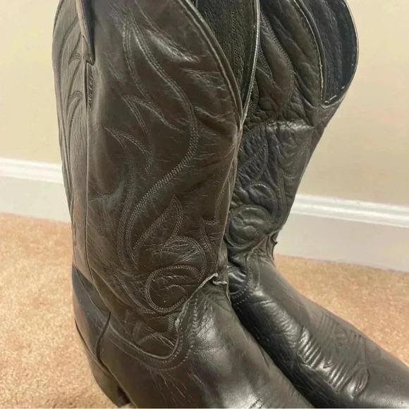 Laredo Western Boots Mens Hawk Stitched Snip Toe 11 1/2 D Black 7020 - Picture 4 of 16